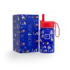 IRON °FLASK Official Kids Water Bottle, 10 Oz Construction Blue - Vacuum Insulated Stainless Steel, Leakproof Straw Lid with Carry Handle, BPA-Free, Includes 20 Name Stickers
